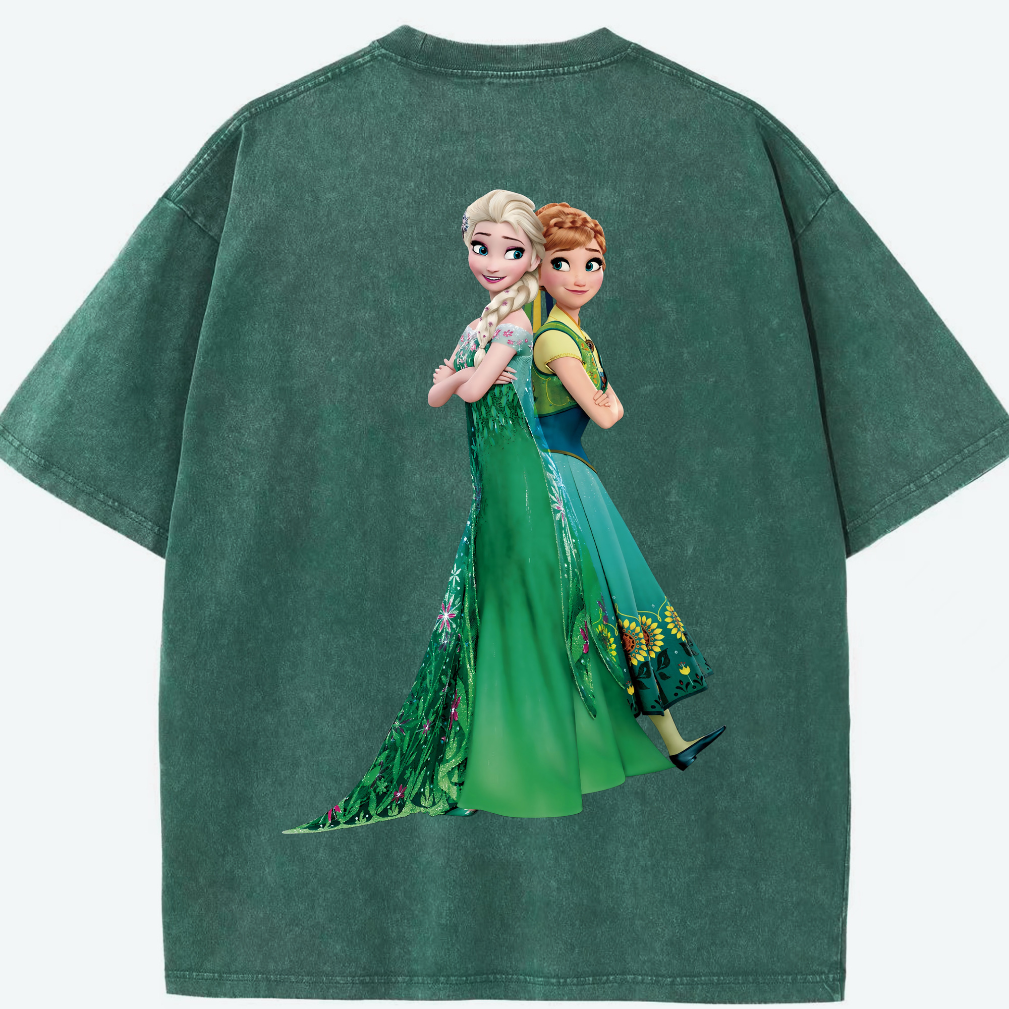 （画像用） アナと雪の女王 アンナ エルサ Frozen Anna Elsa 綿100% ヴィンテージ風 半袖Tシャツ（背面プリント）